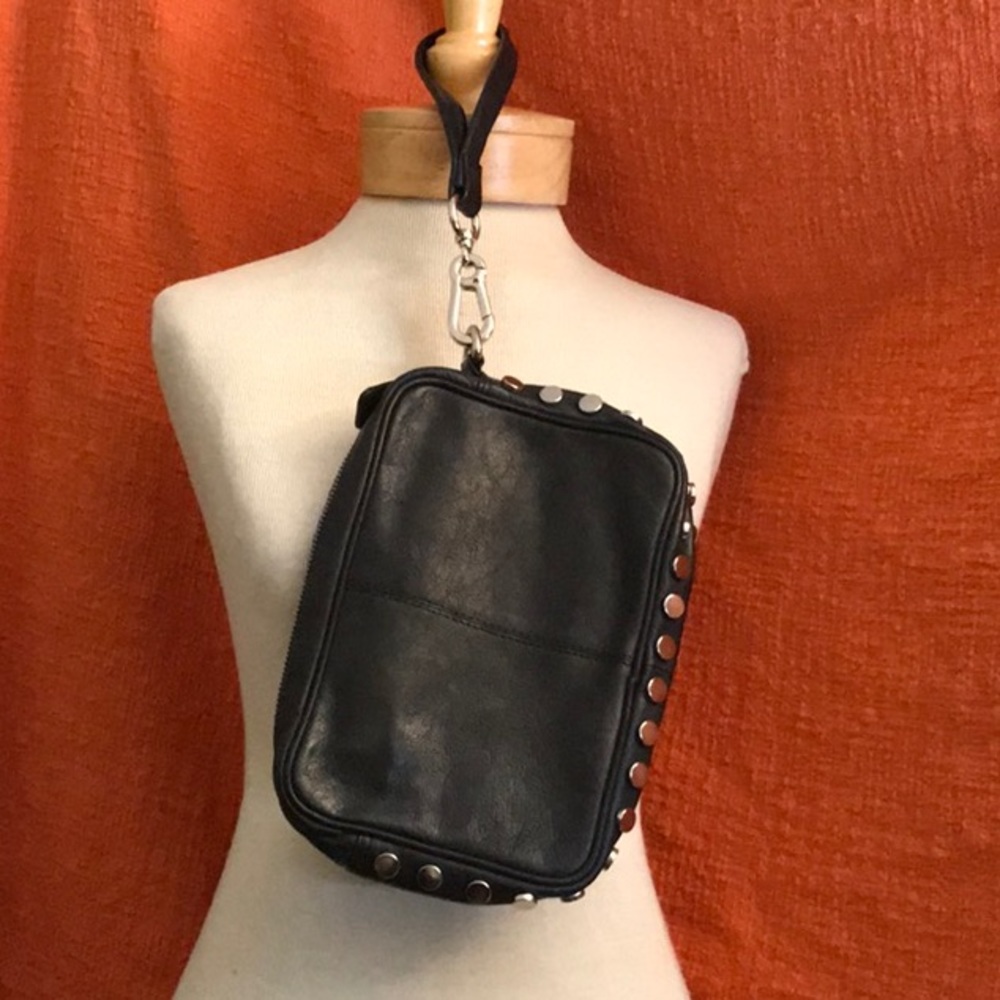 TOPSHOP Black wristlet bag w/silver studs